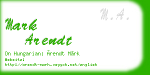 mark arendt business card